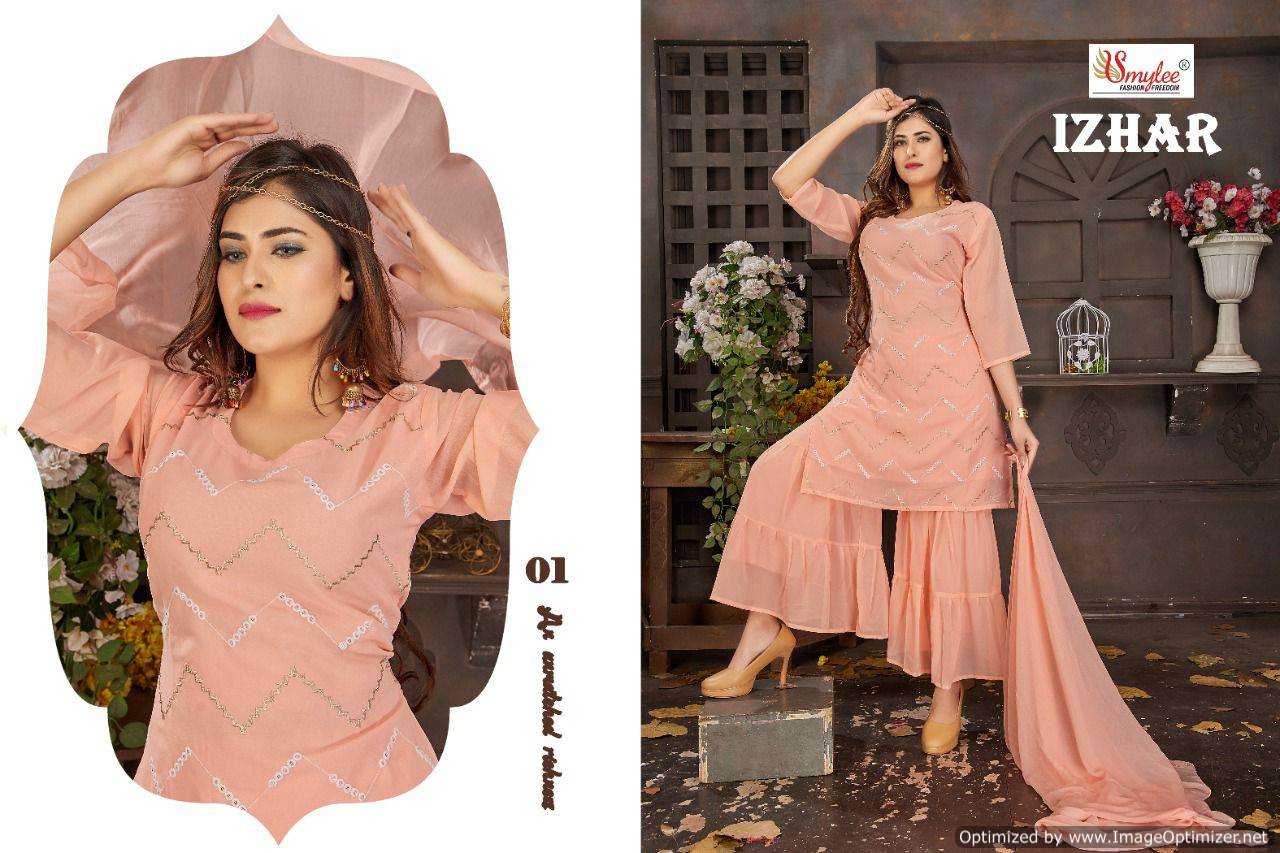 Smylee Izhaar Latest Designer Party Wear Heavy Chiffon Ready Made Collection